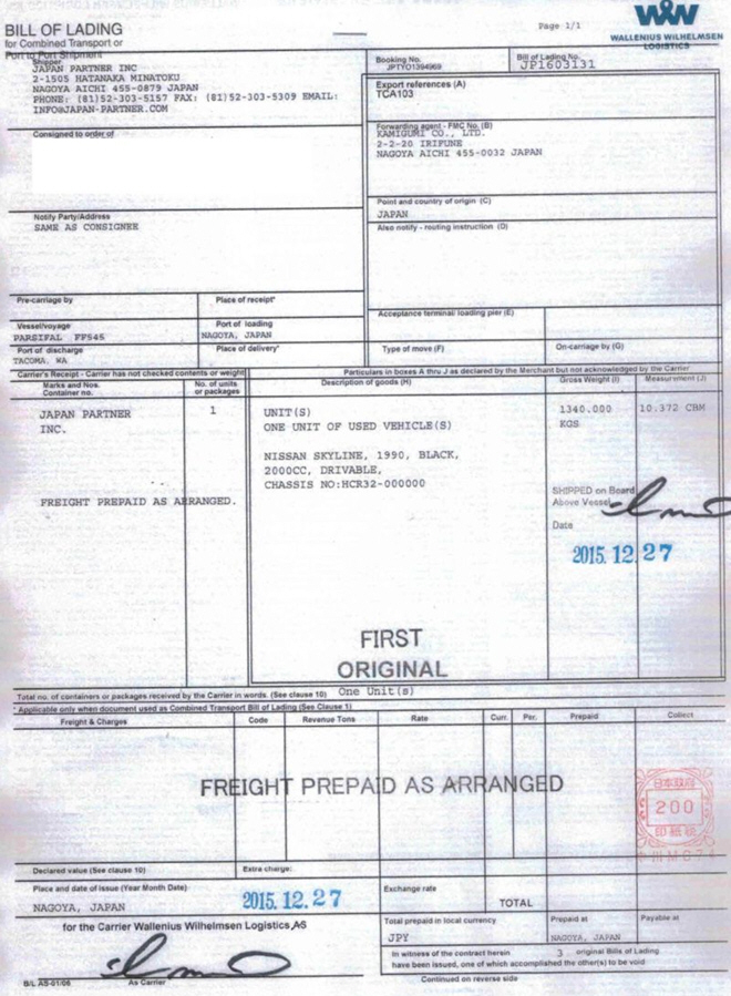 Bill of Lading
